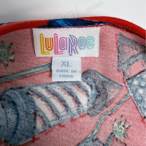 LuLaRoe Julia Dress XL Patriotic Red Fireworks July 4th Independence Americana - Picture 7 of 8